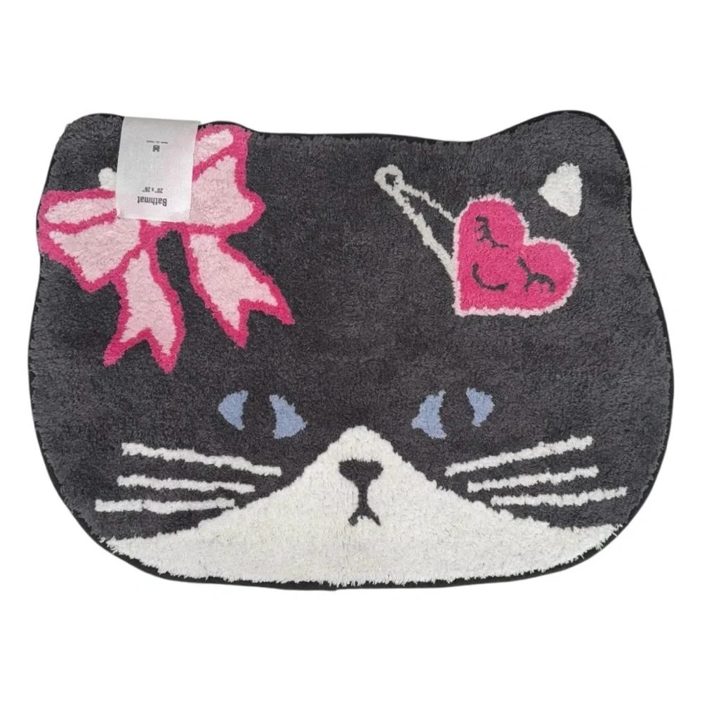 UO Sassy Cat Bow and Barrette Bath Rug